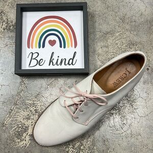 J.Crew Women's white leather oxford shoes with pink laces